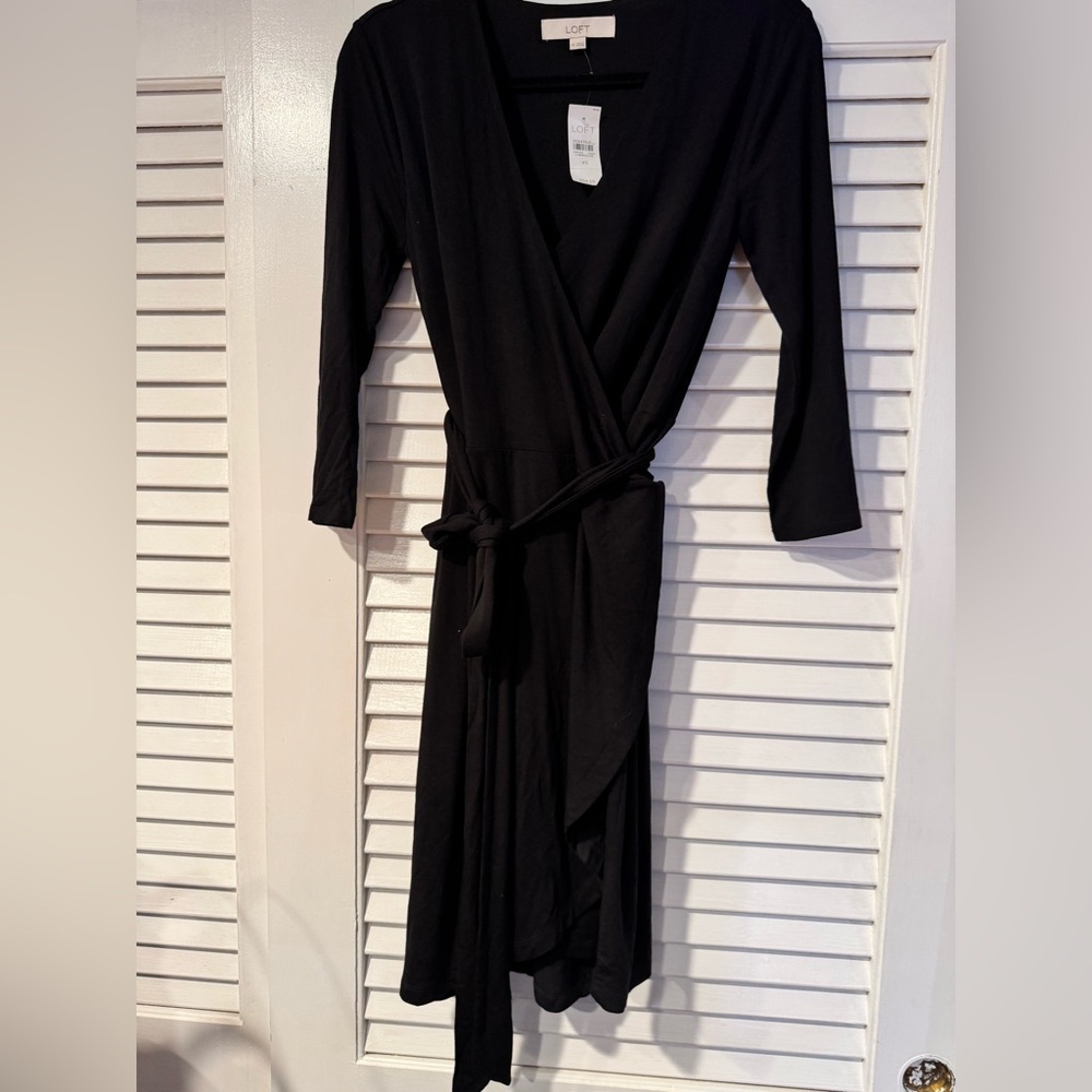 LOFT Classic Black Wrap Dress